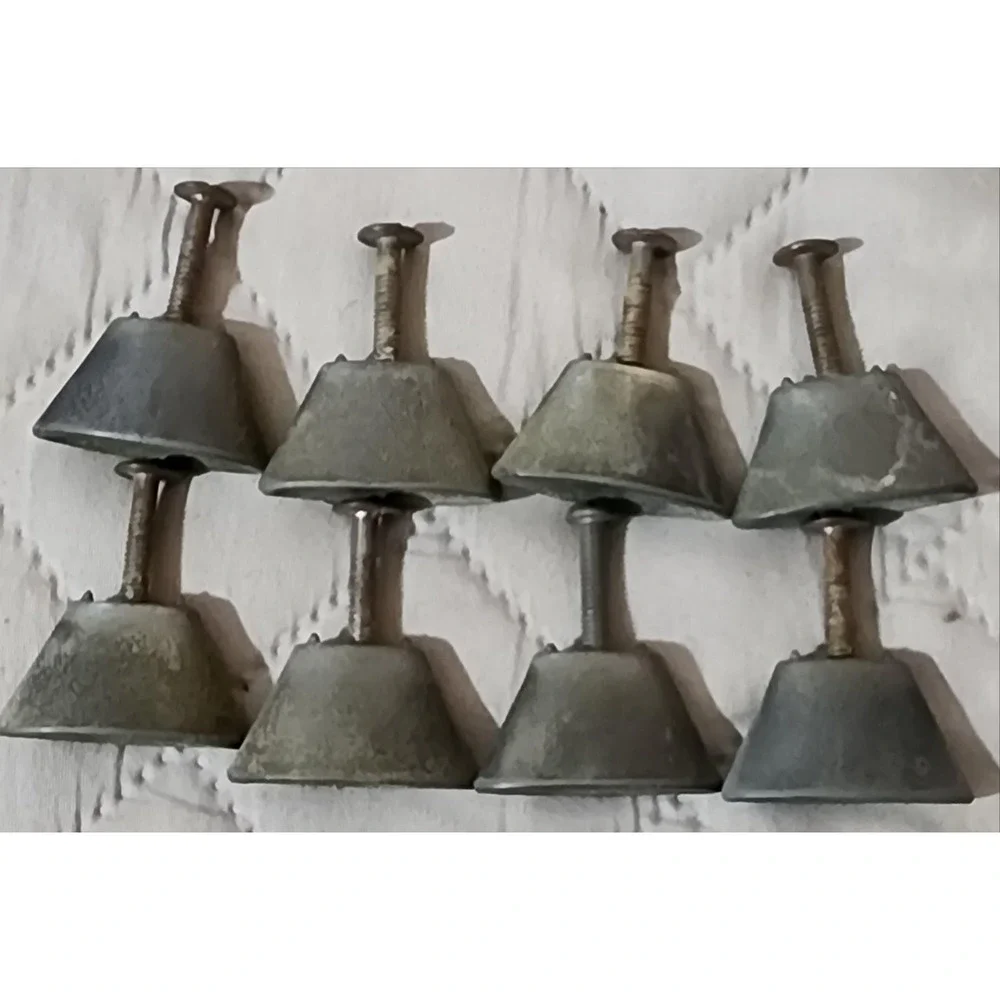 Vintage Mid‎ Century Metal Drawer Pull Knobs Cabinet Hardware Aged Finish Lot 8